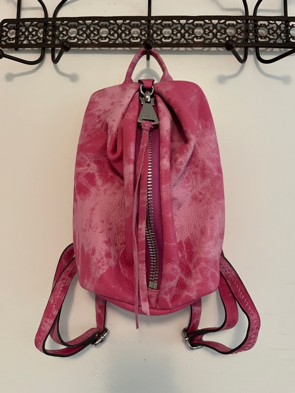 Aimee Kestenberg Pink Tie-Dye Leather Backpack